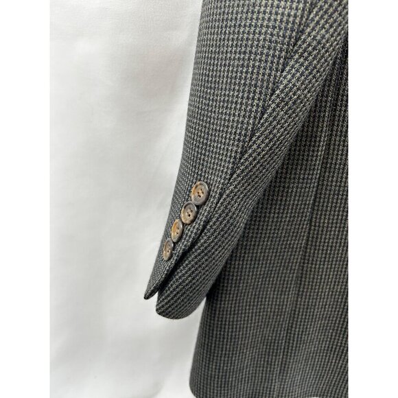 Oscar de la Renta Men’s Wool Houndstooth Blazer Sports Coat - 40R - Green - Picture 6 of 14